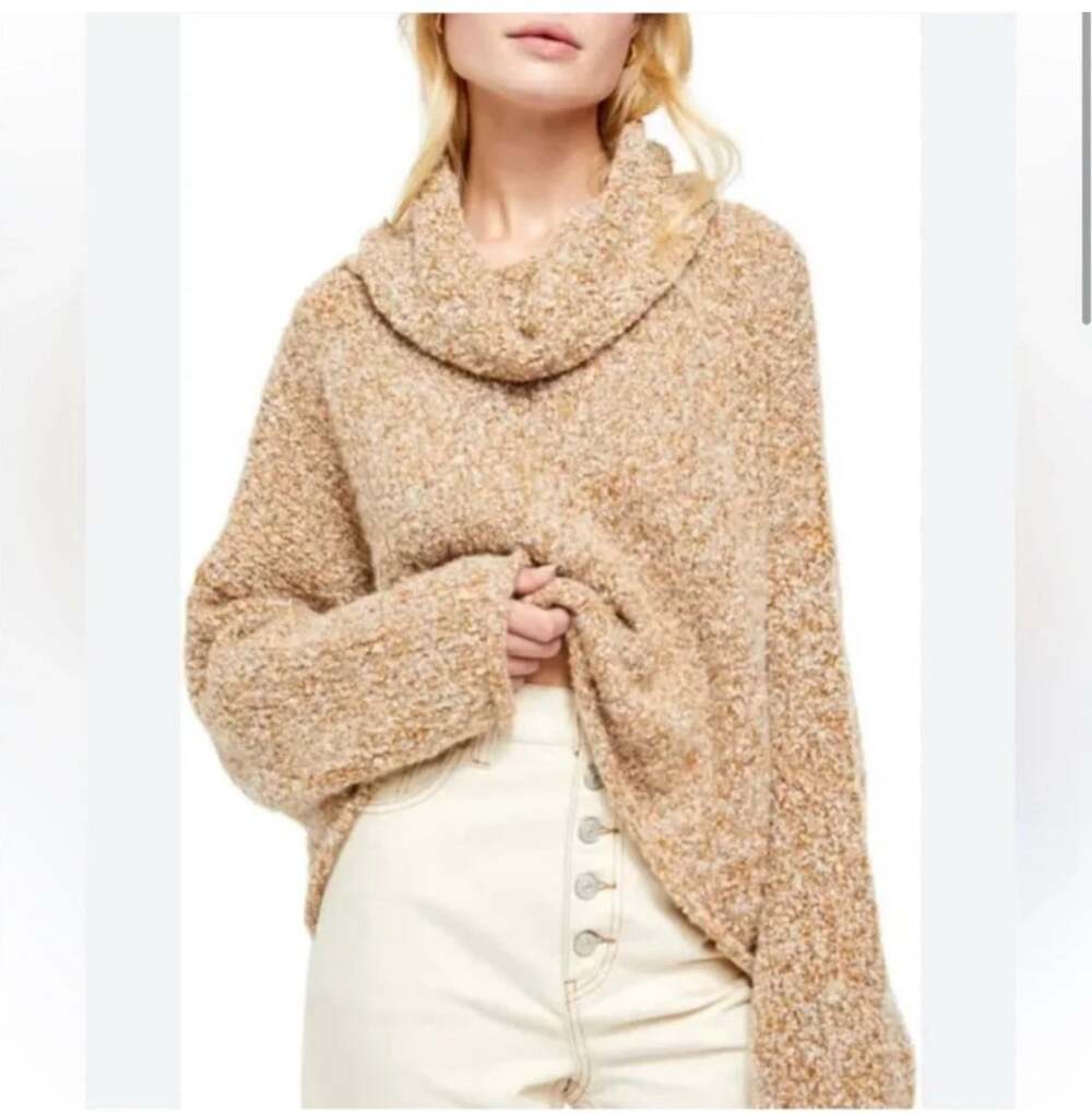 Free People BFF Brown Cowl Neck Sweater